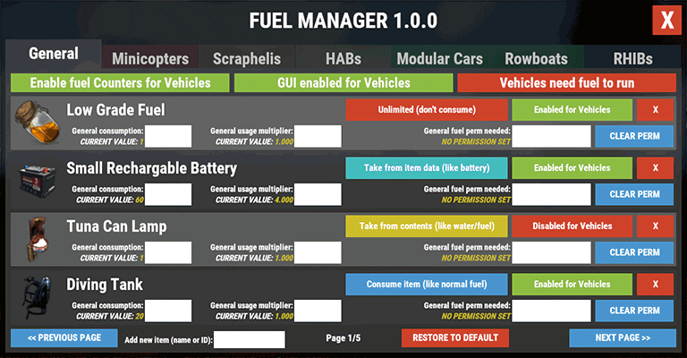 Fuel Manager Custom Recycle