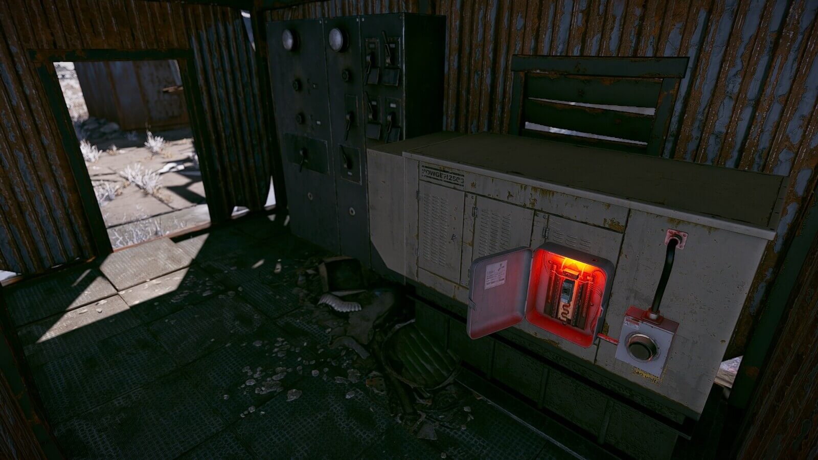 The fuse box location is inside of the small shack just outside of the sewers which you can easily find by following the electrical wiring.
