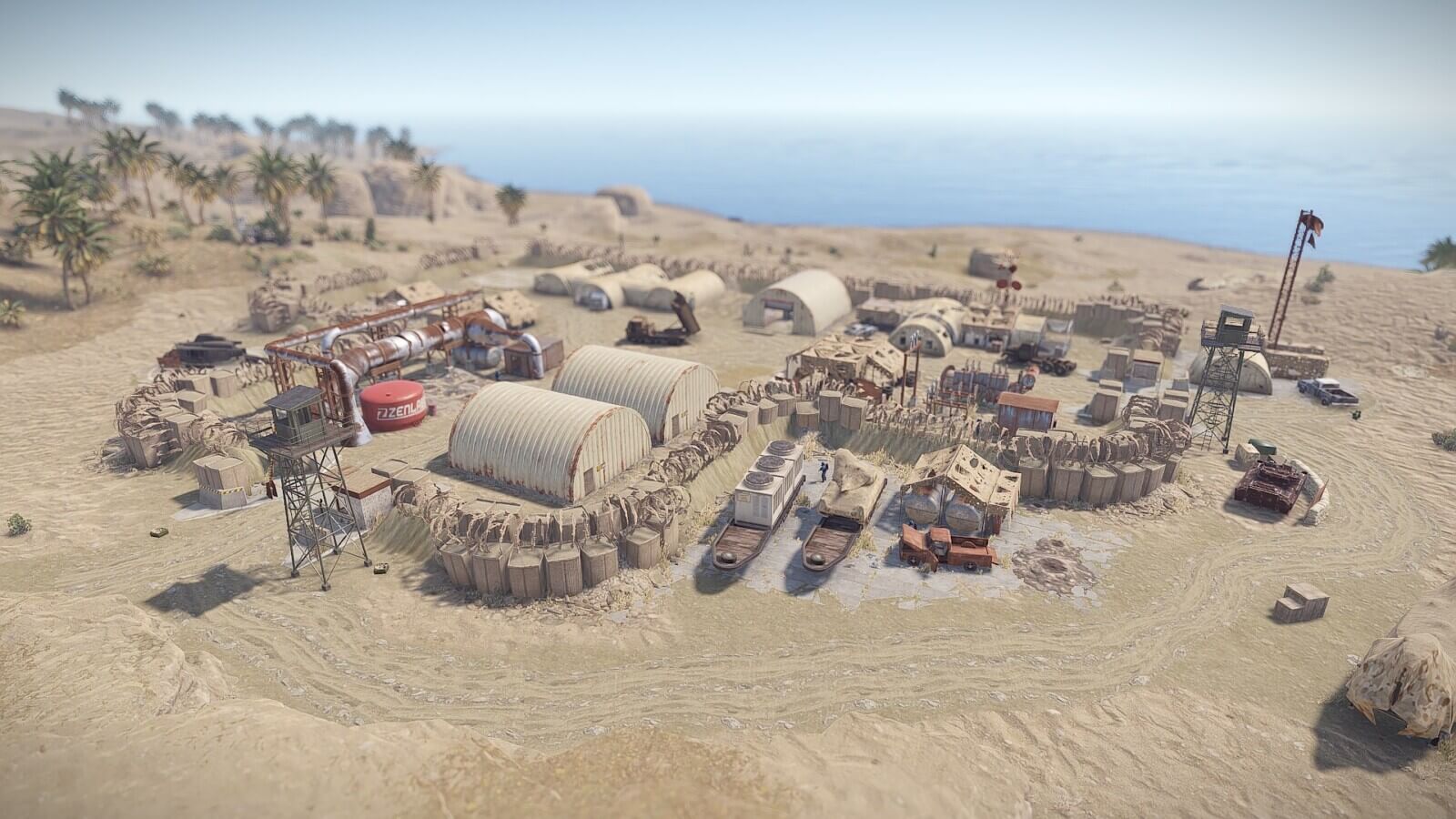 Customized military base monument in Rust on the observer island custom rust map