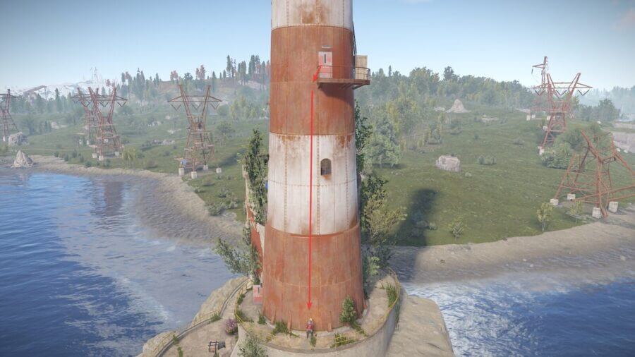 Top-most fast escape drop for the Lighthouse. Roughly 10-20 health loss with this jump.