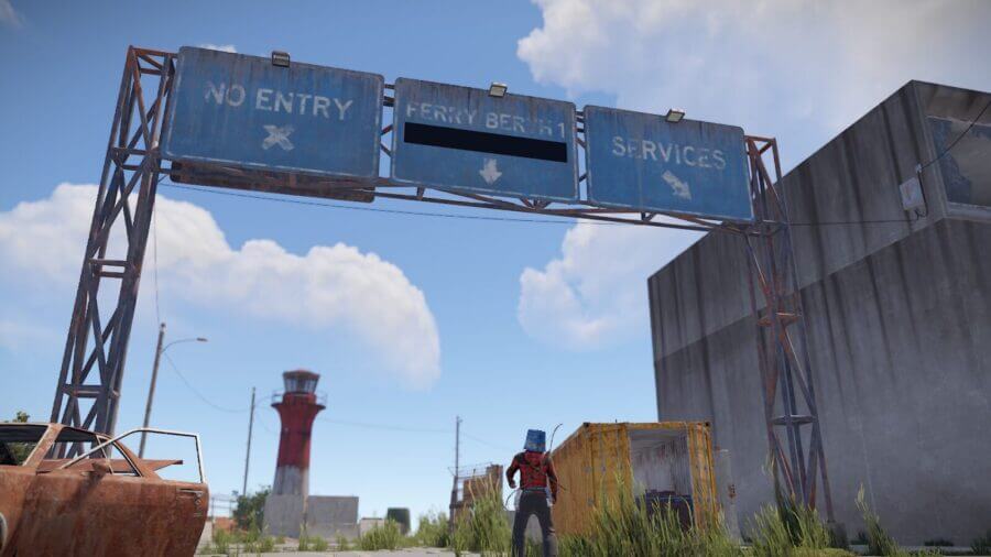 This monument is part of a larger update later in the future referred to as "Nexus" but it will play a huge role in the ability for players to hop on a ferry and ride out into the sea that will transfer them to a whole different server. This sign will likely indicate the server's name or other information later on.