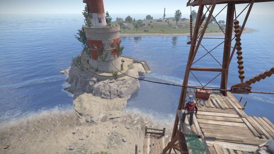 Zipline connection to the lighthouse monument
