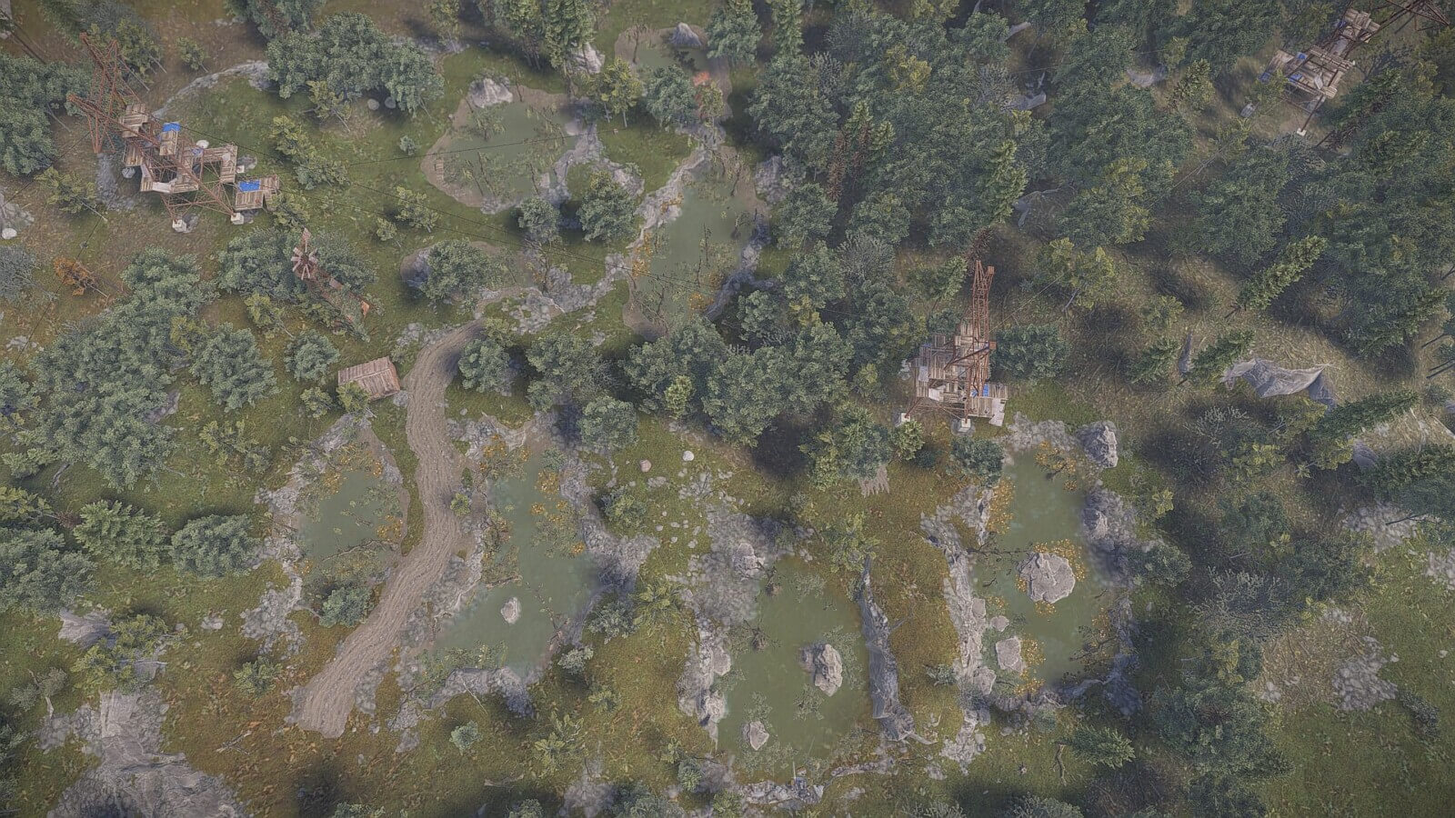 The top-down view of the custom swamps location on the observer island map