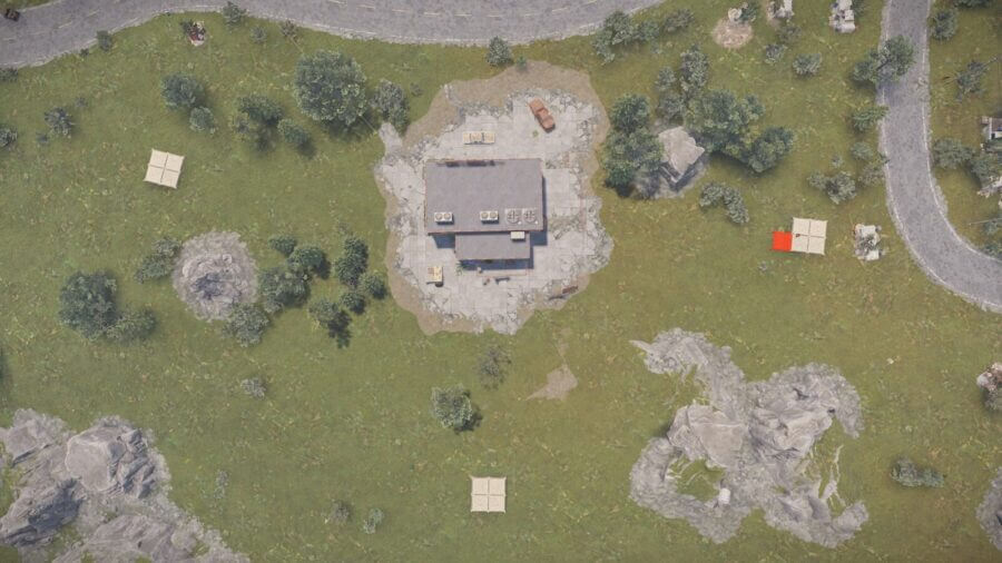 Visual of the prevent build distance located around the abandoned supermarket monument.