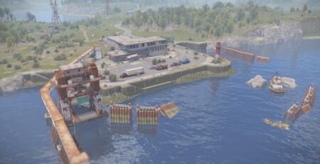 Location along the coastline on a Rust map is where the Ferry Terminal is at.