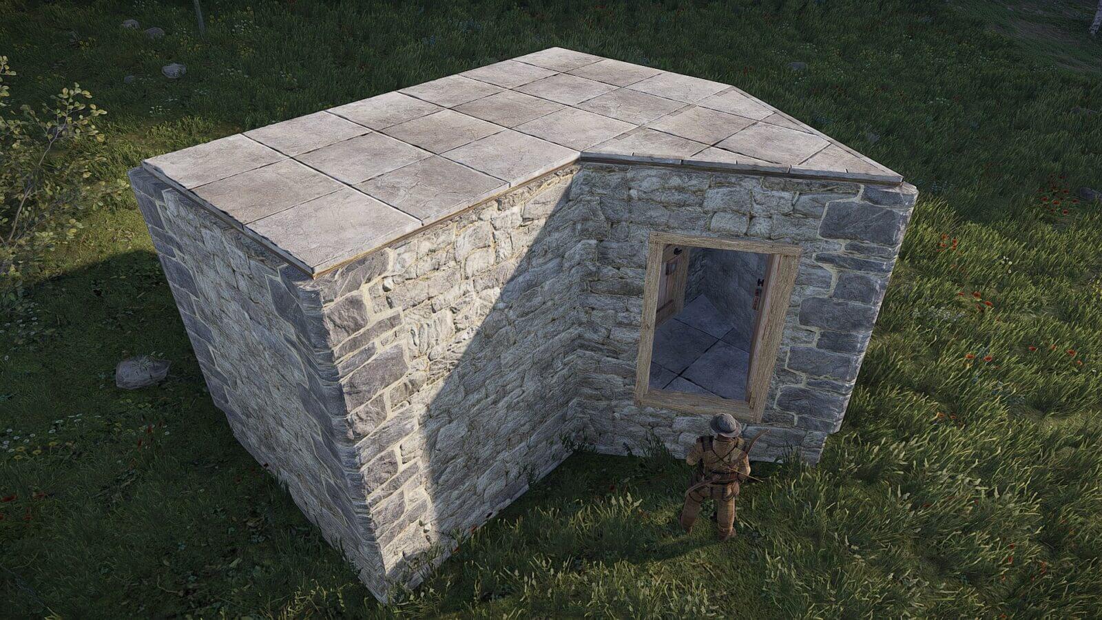 A starter base that's a 2x1 stone base in Rust