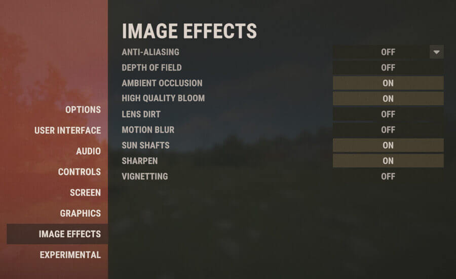 Recommended Image Effects settings for Rust for middle tier and higher end PC's