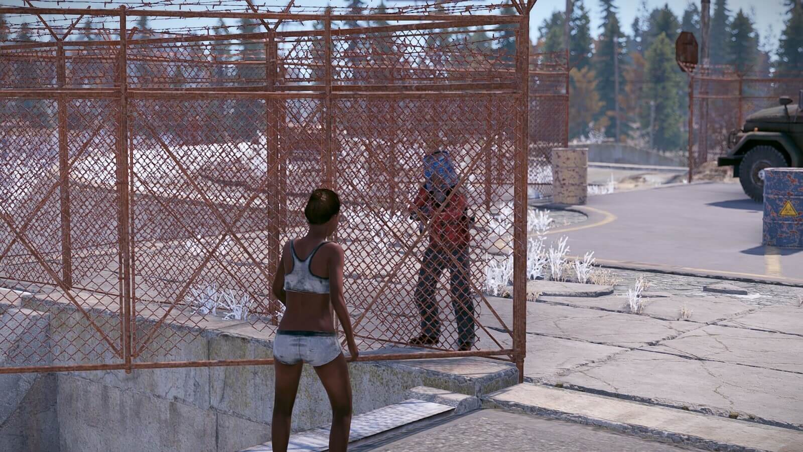 Another visual example of the fences placed at satellite dish and the fact they do not protect you against bullets.