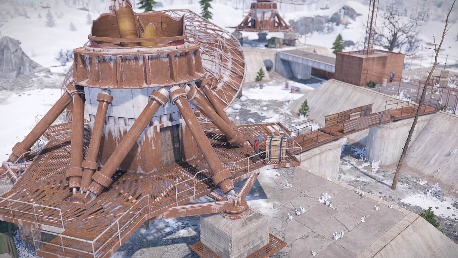 On the broken satellite you'll find a crate spawn on the top walkway along with some barrels nearby.