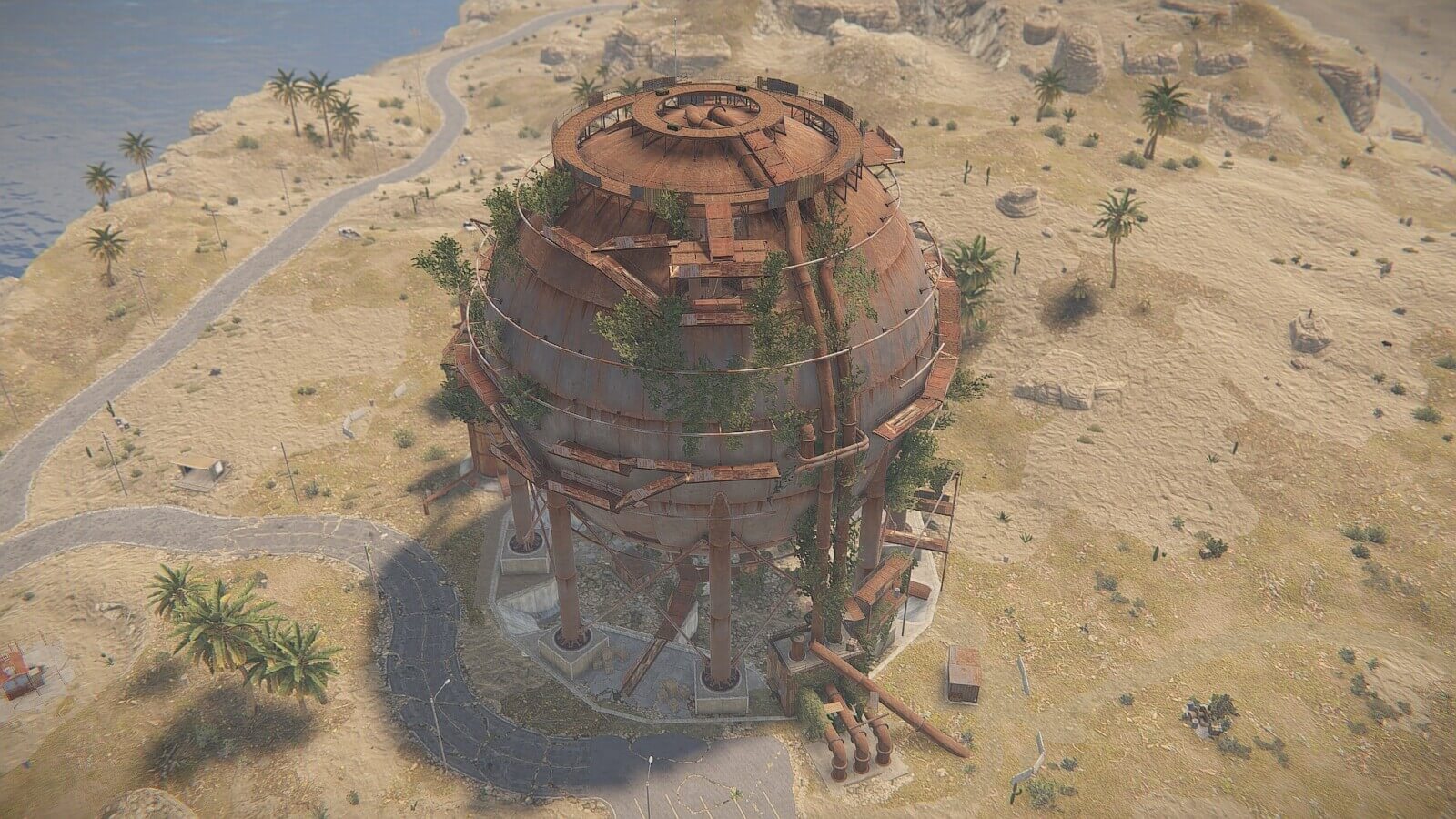 The other side view of the Rust sphere tank (Dome) monument.
