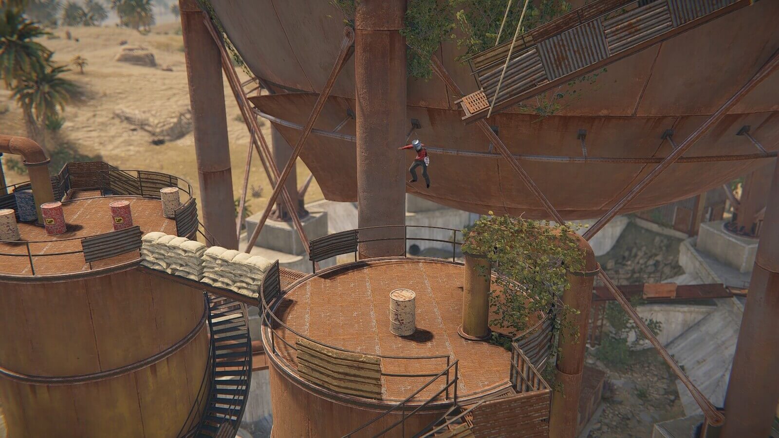 If you drop down from this ramp to decend down the monument faster then be sure to land on the railing rather than the ground platform of this silo to reduce health loss from the fall.