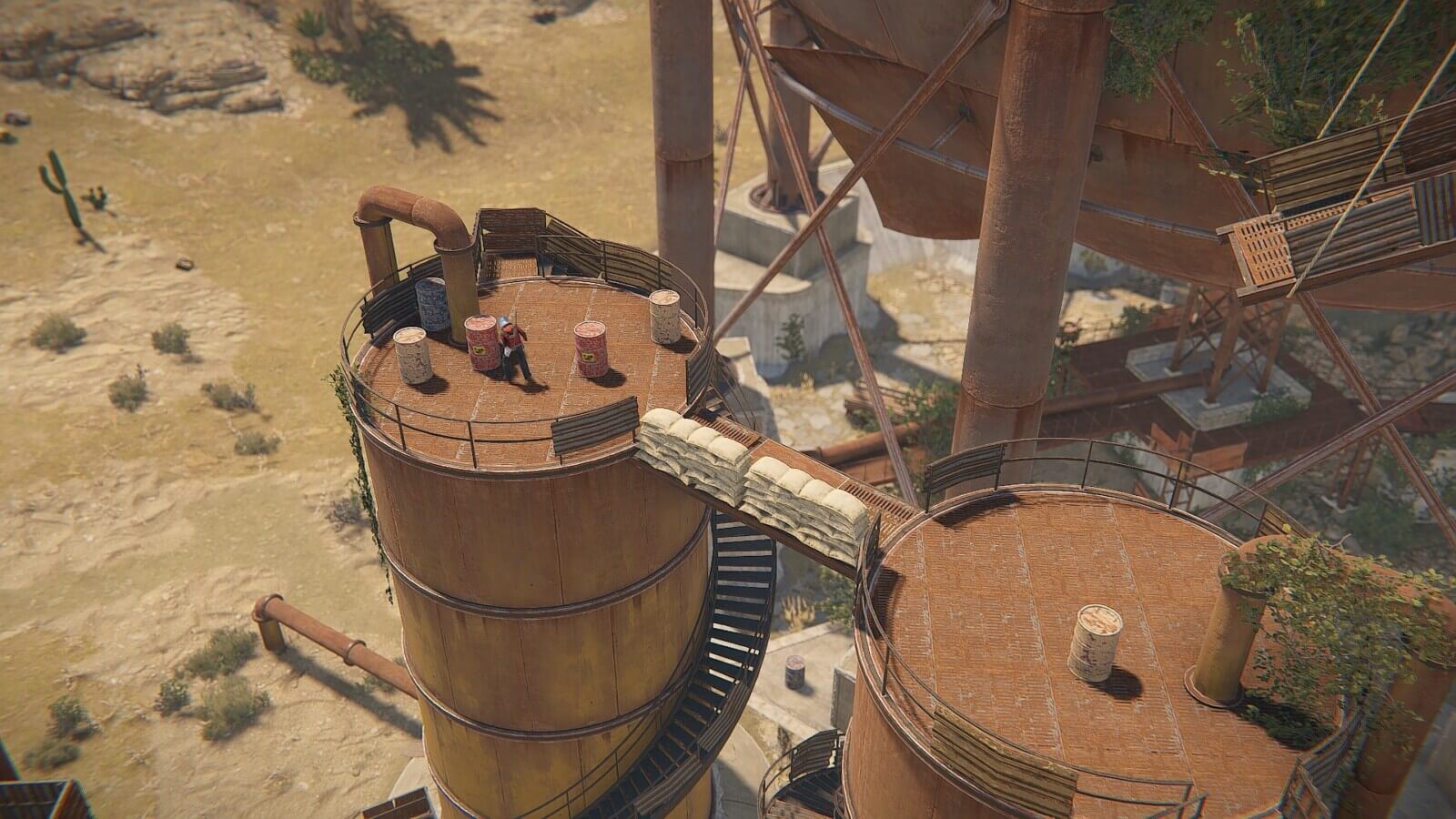 Next to the Sphere Tank you'll find 3 silos which all have several barrel spawns on top of them.