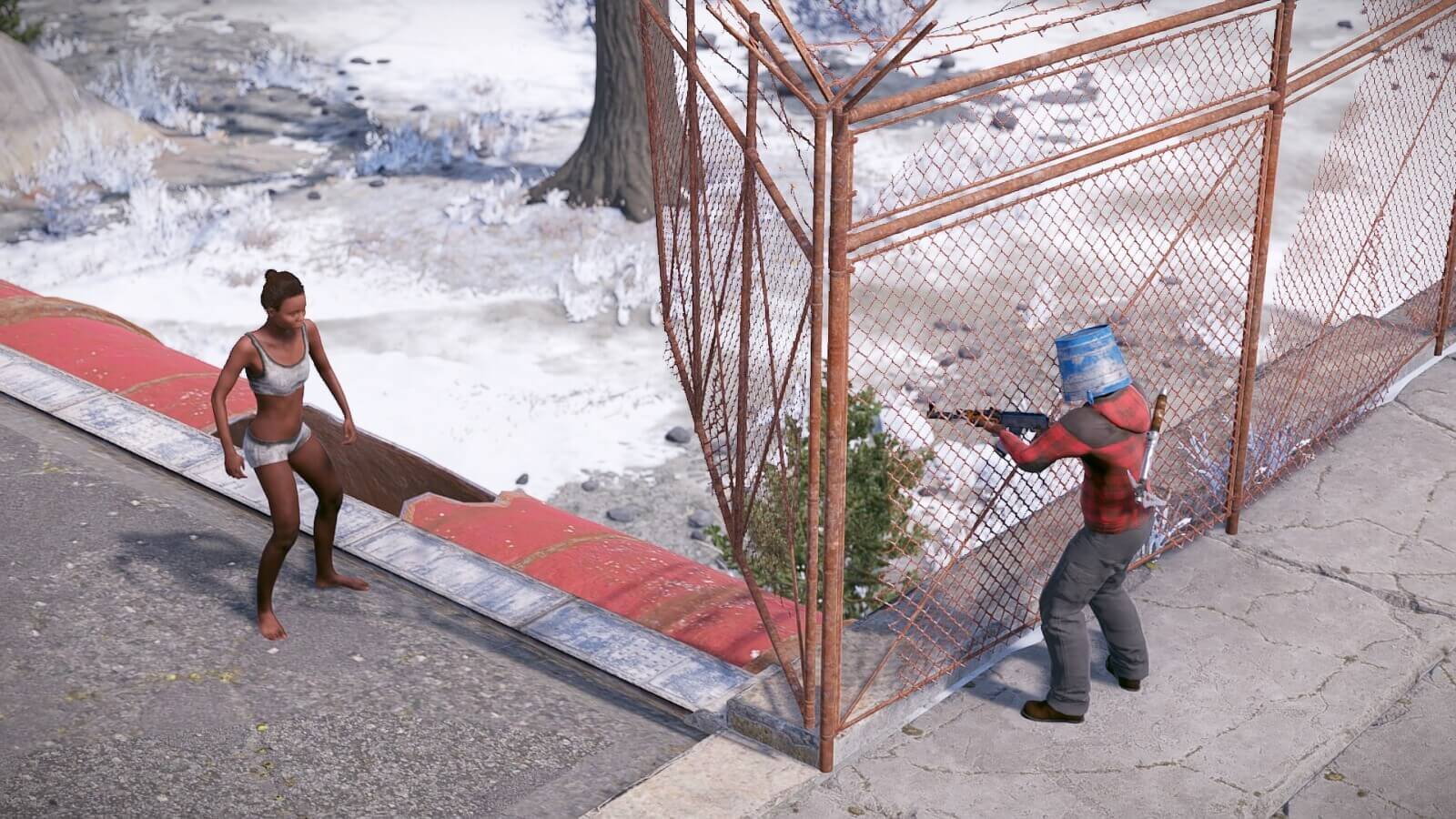 The fences do not offer any pvp protection against bullets even when doubled up in this situation.