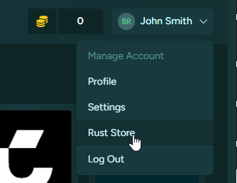 Loot offers Rust store tab located on the account profile tab in the top right of the page.